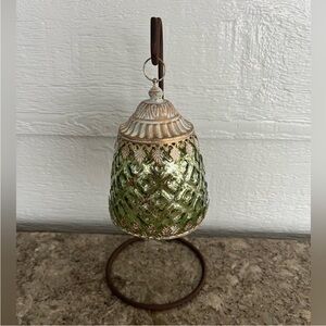 🌟 SALE $30 🌟 Moroccan Lantern Distressed Antique Metal Hand Blown Glass Shade